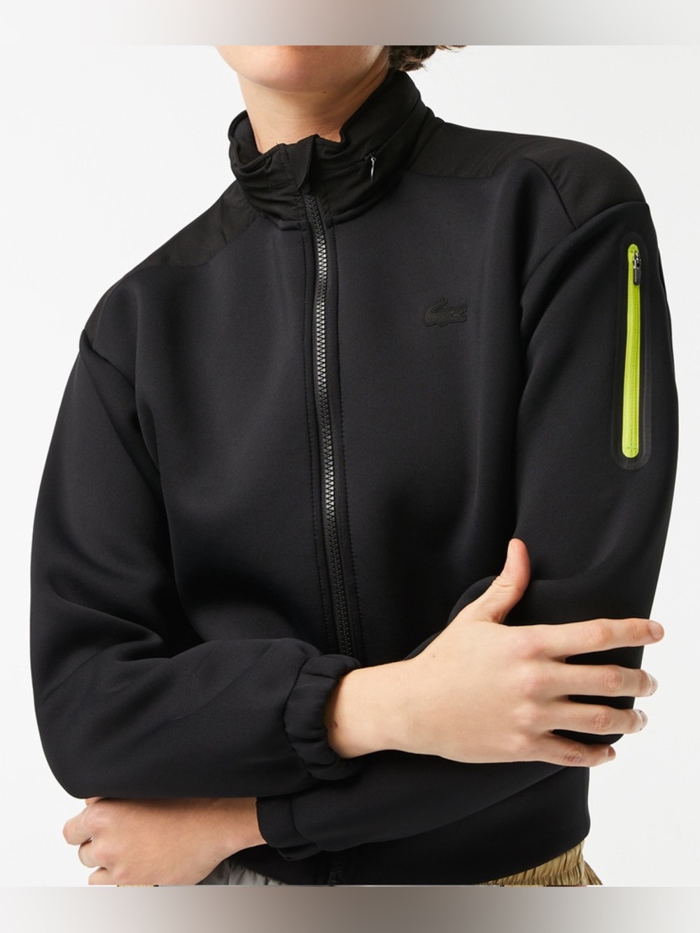 Lacoste SPORT Loose Fit Zip Sweatshirt Packable Hood US 4 NWOT